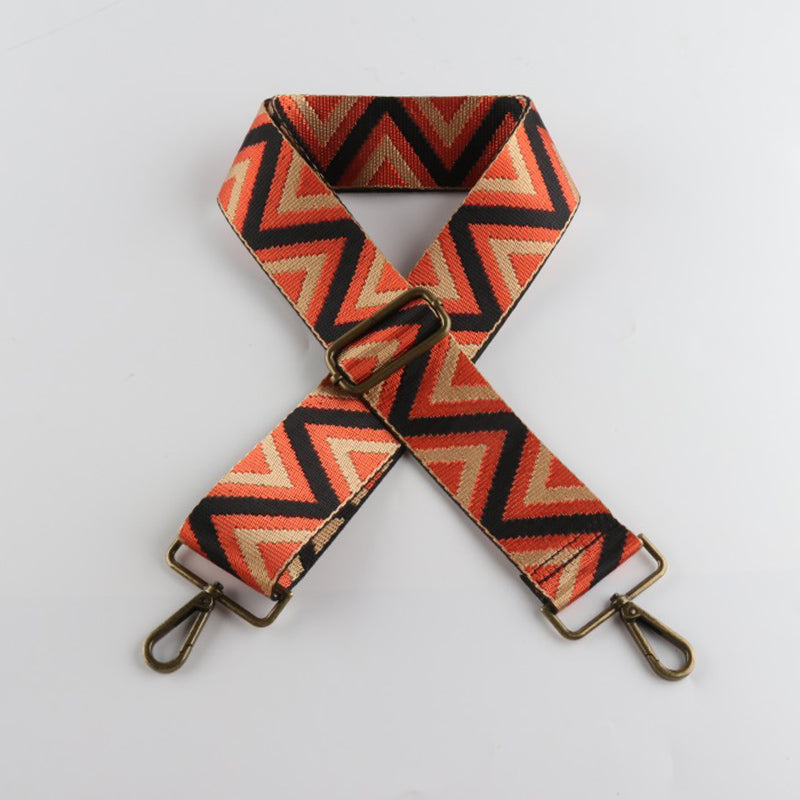 Turning Lines Pattern Bronze Buckle Wide Shoulder Straps