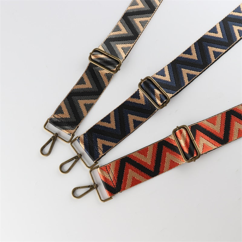 Turning Lines Pattern Bronze Buckle Wide Shoulder Straps