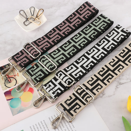 Geometric Jacquard Wide Bag Shoulder Straps