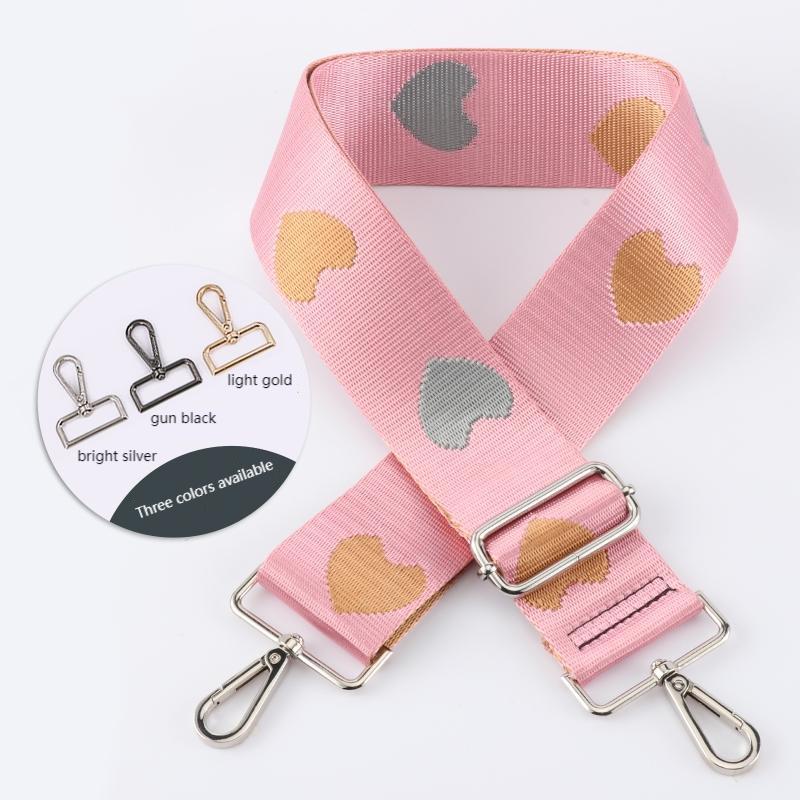 Three-color Heart Jacquard Wide Bag Strap