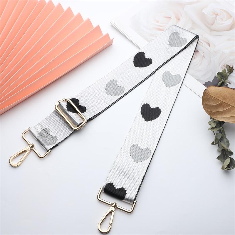 Three-color Heart Jacquard Wide Bag Strap