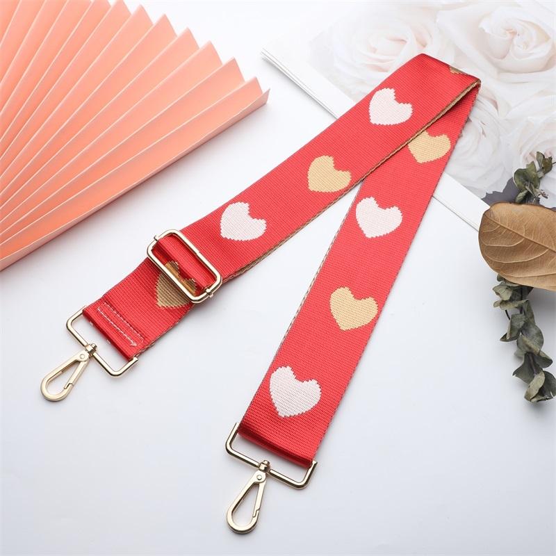 Three-color Heart Jacquard Wide Bag Strap