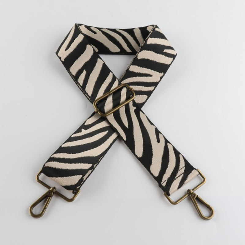 Multicolor Zebra Print Bronze Buckle Wide Shoulder Straps