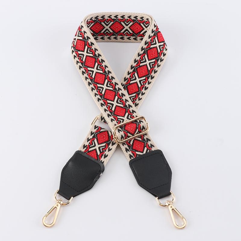 Colorful Diamond Wide Bag Strap with Leather Head
