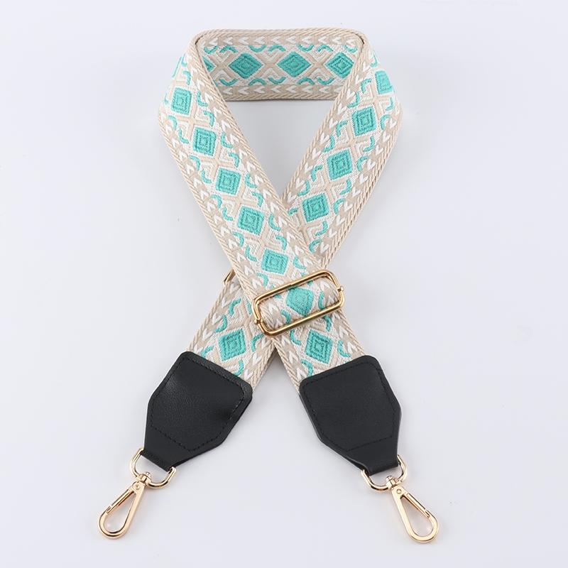 Colorful Diamond Wide Bag Strap with Leather Head