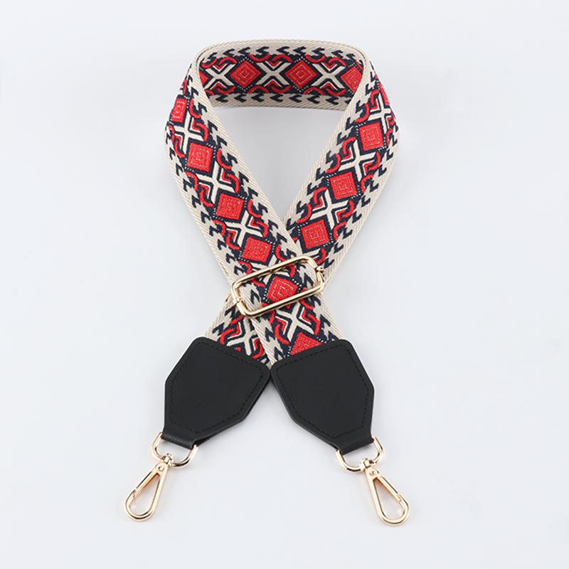 Colorful Diamond Wide Bag Strap with Leather Head