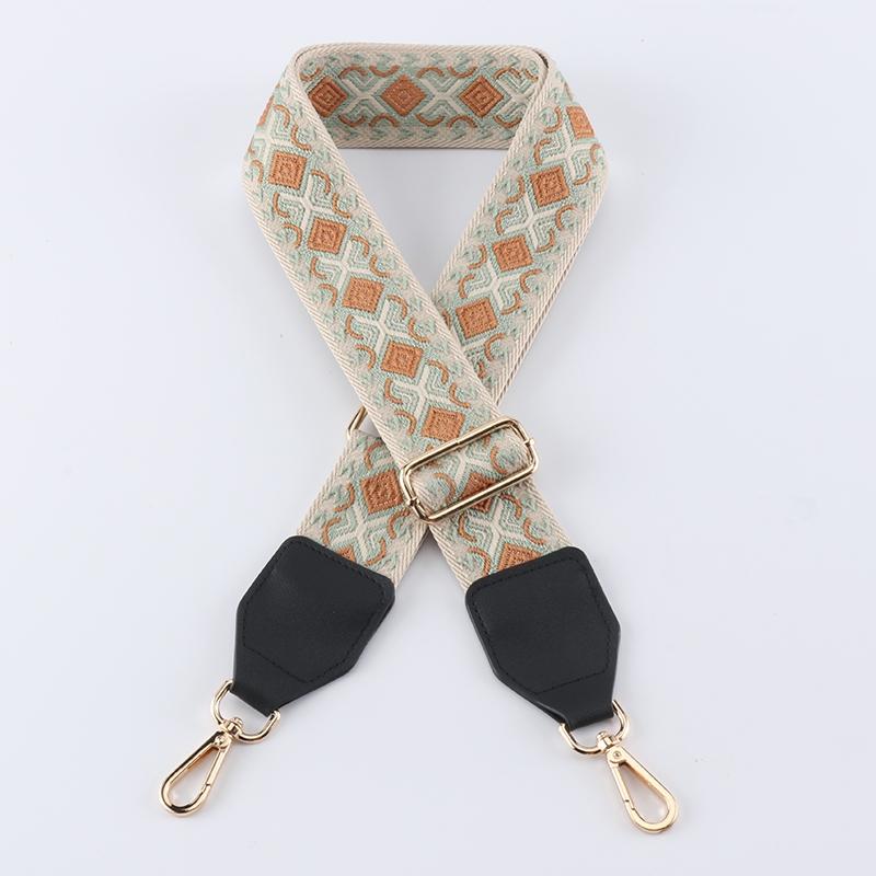 Colorful Diamond Wide Bag Strap with Leather Head