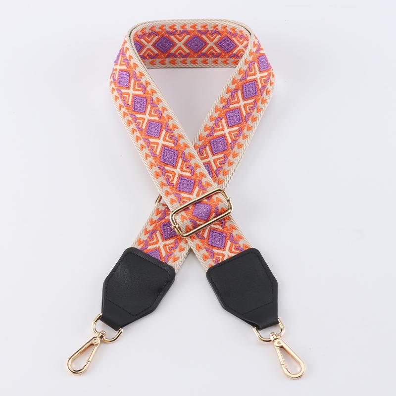 Colorful Diamond Wide Bag Strap with Leather Head