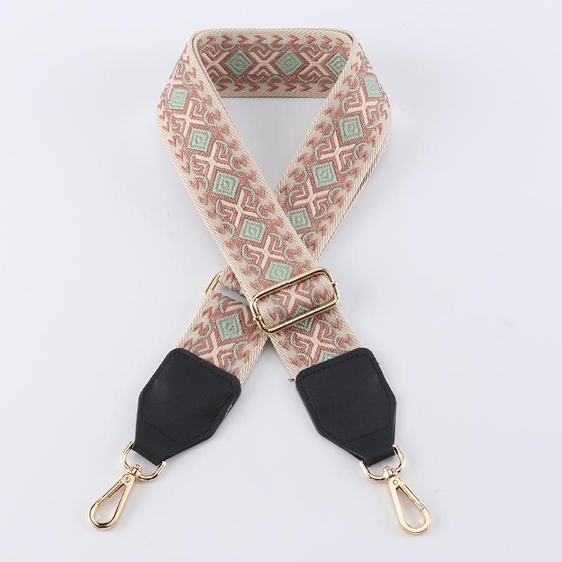 Colorful Diamond Wide Bag Strap with Leather Head