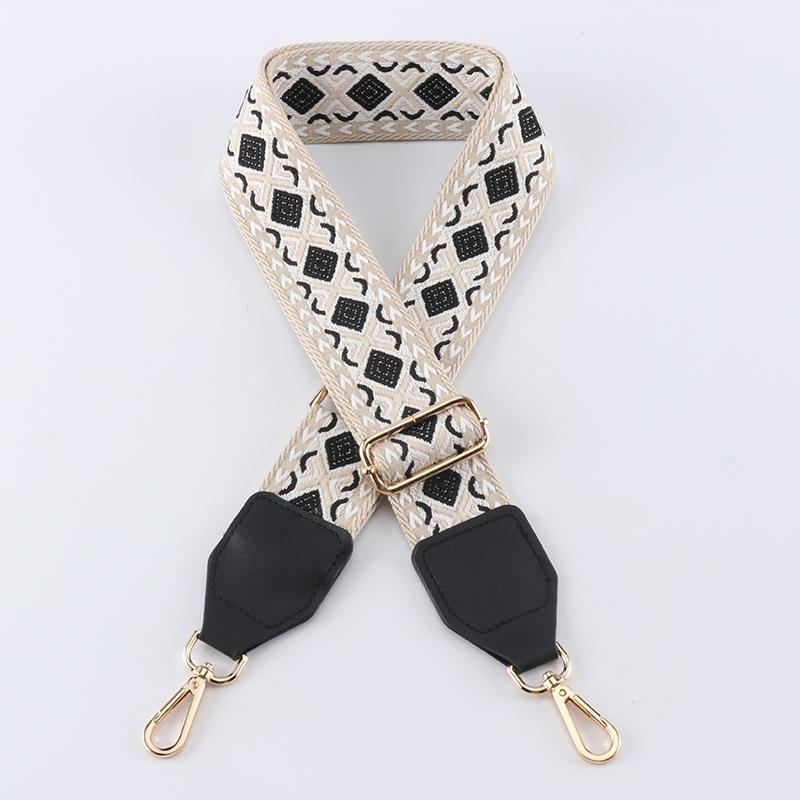 Colorful Diamond Wide Bag Strap with Leather Head