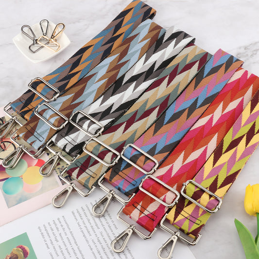 Colored Rhombus Wide Bag Shoulder Straps