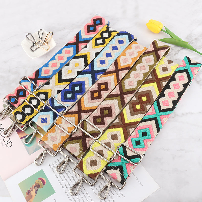 Continuous Diamond Pattern Wide Bag Strap