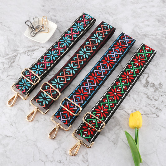 White Edge Red and Blue Diamond Wide Bag Strap