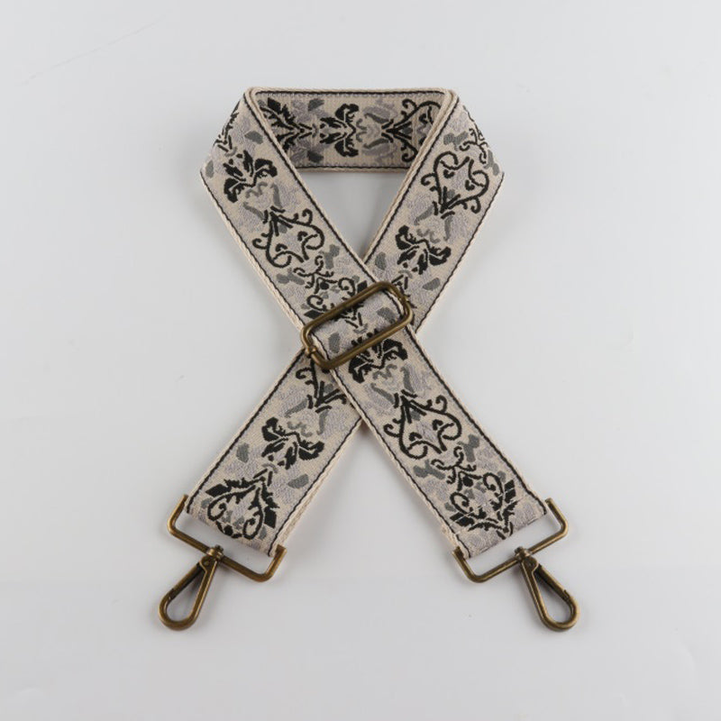Ethnic Retro Jacquard Bronze Buckle Wide Shoulder Straps