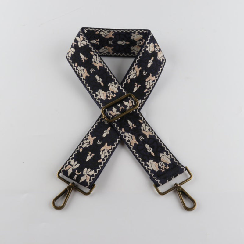 Ethnic Retro Jacquard Bronze Buckle Wide Shoulder Straps