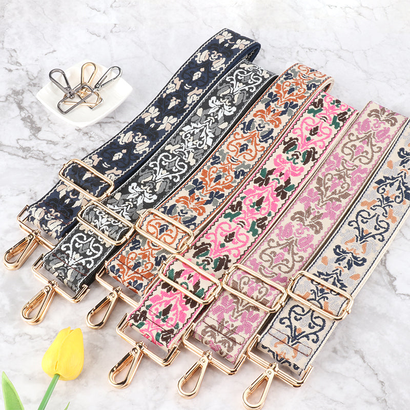 Retro Jacquard Wide Bag Shoulder Strap