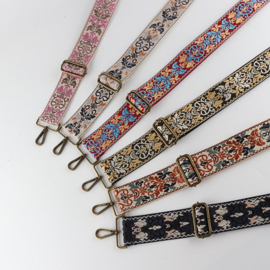 Ethnic Retro Jacquard Bronze Buckle Wide Shoulder Straps