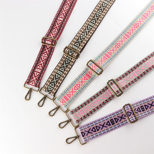 Various Geometric Patterns Bronze Buckle Wide Shoulder Straps