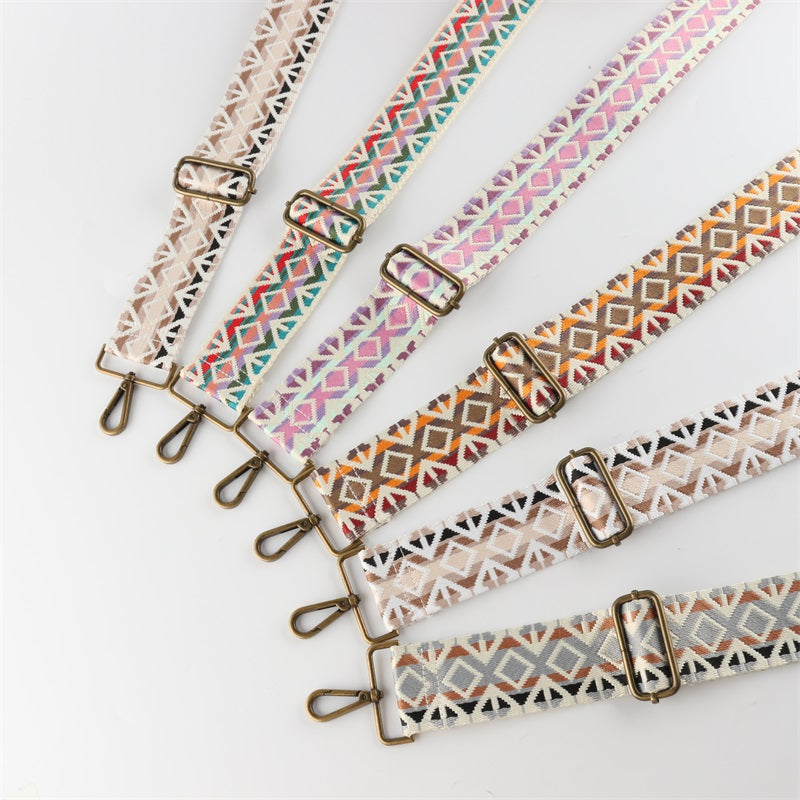 Color Gradient Rhombus Bronze Buckle Wide Shoulder Straps