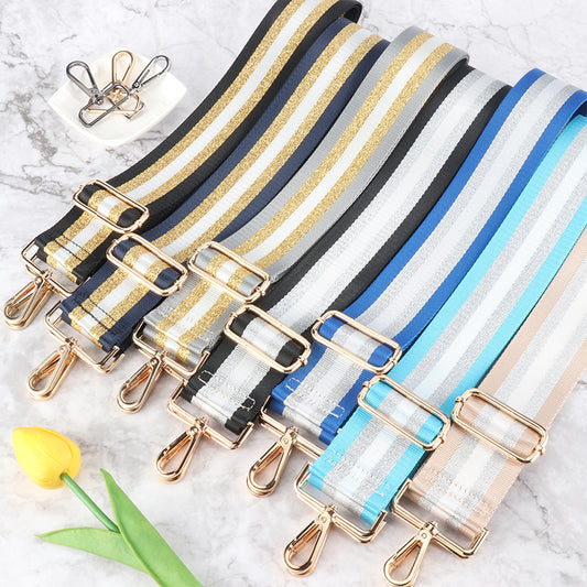 Silver Thread Multi-color Wide Bag Strap