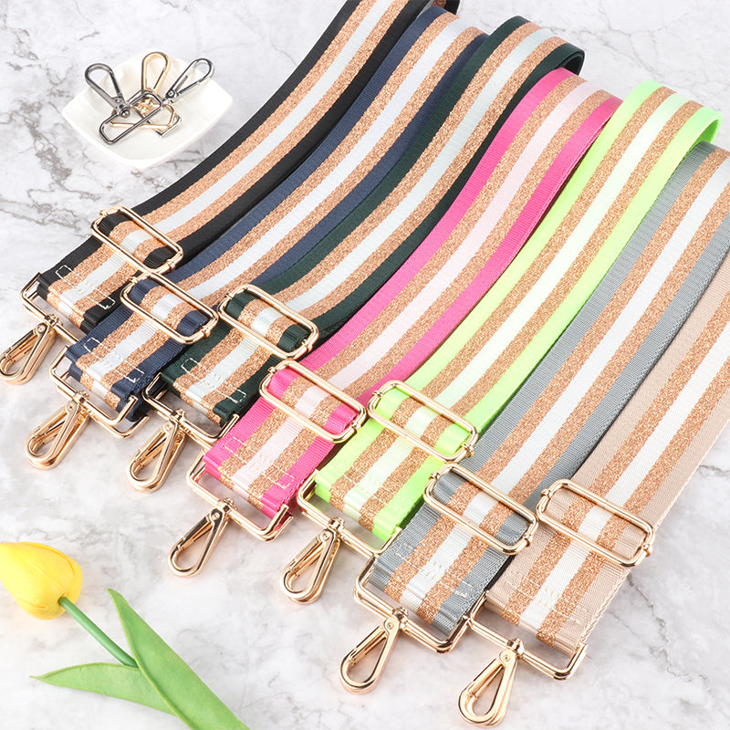 Silver Thread Multi-color Wide Bag Strap