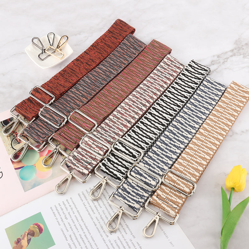 Pleated Jacquard Wide Bag Strap
