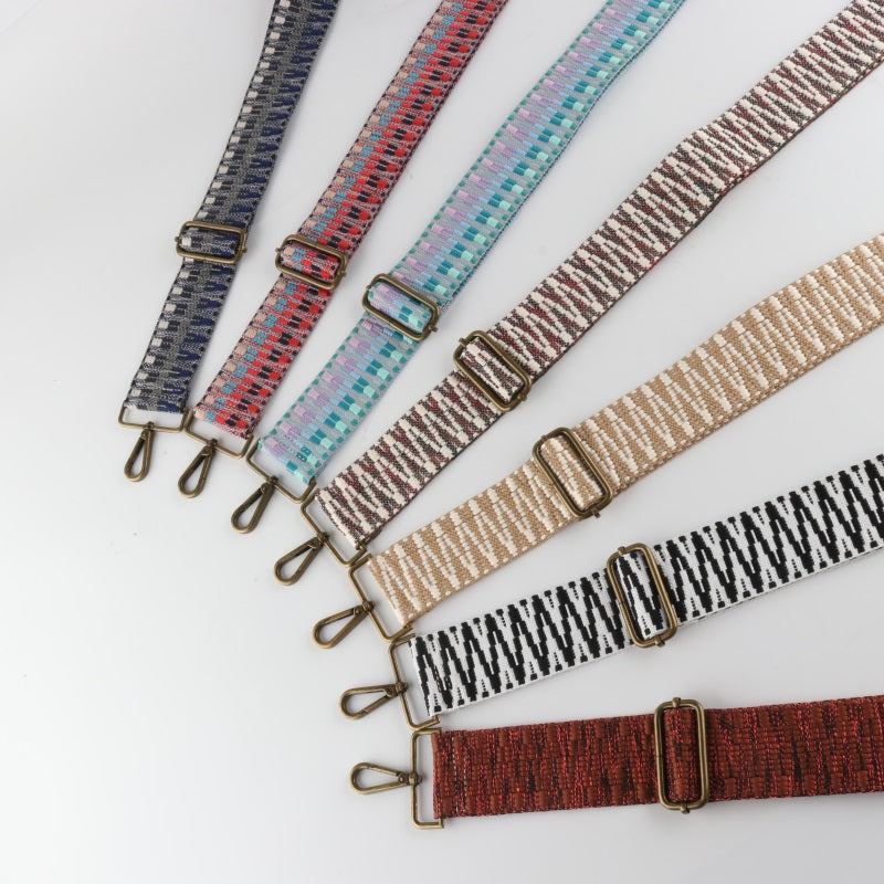 Colorful V-shaped Pattern Bronze Buckle Wide Shoulder Straps