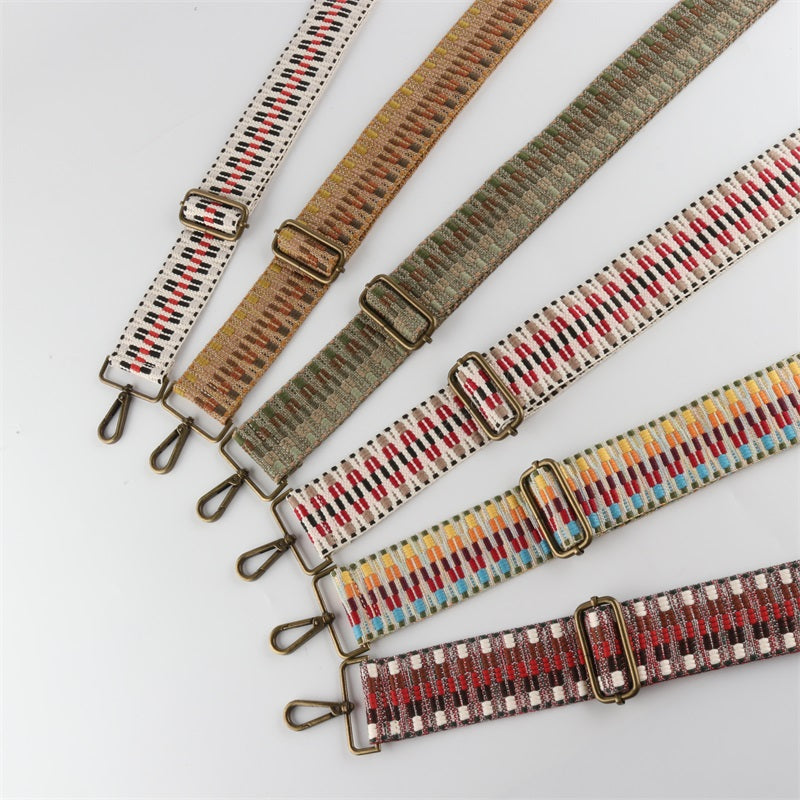 Colorful V-shaped Pattern Bronze Buckle Wide Shoulder Straps