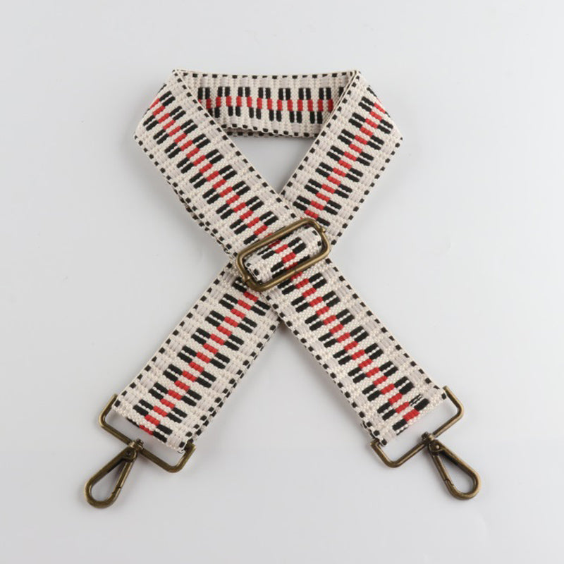 Colorful V-shaped Pattern Bronze Buckle Wide Shoulder Straps