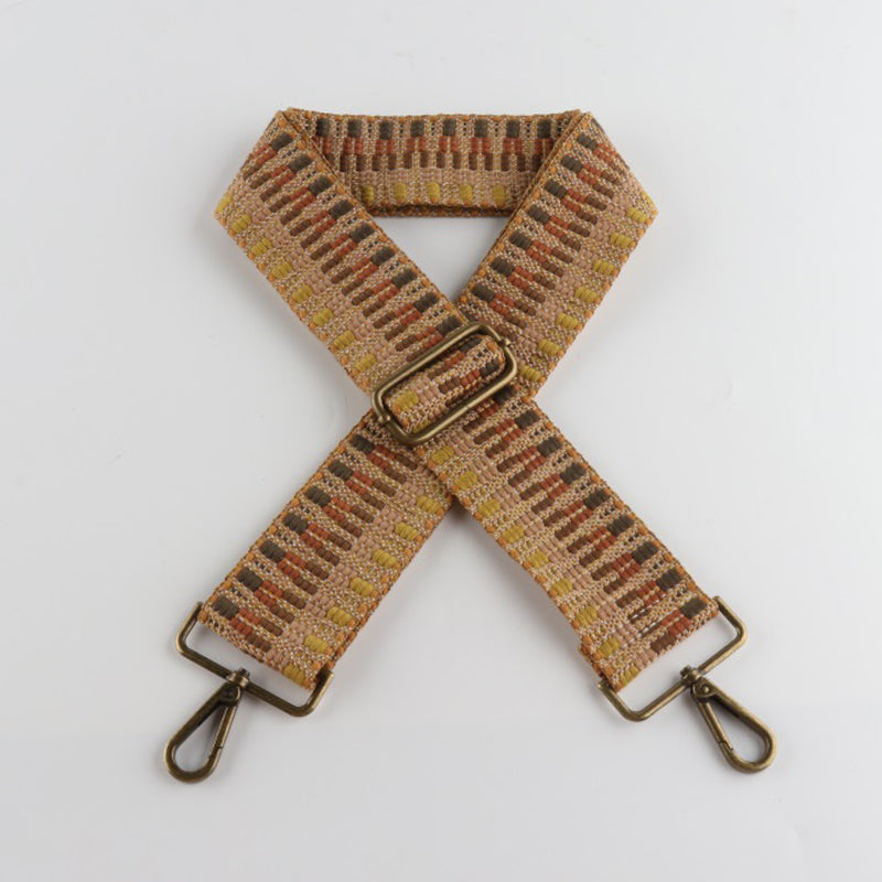 Colorful V-shaped Pattern Bronze Buckle Wide Shoulder Straps