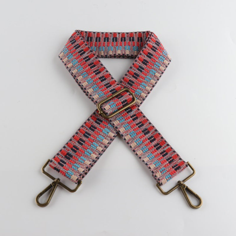 Colorful V-shaped Pattern Bronze Buckle Wide Shoulder Straps