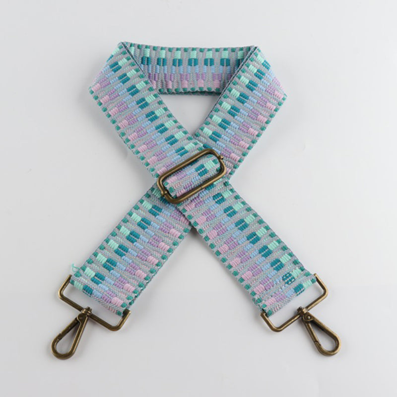 Colorful V-shaped Pattern Bronze Buckle Wide Shoulder Straps