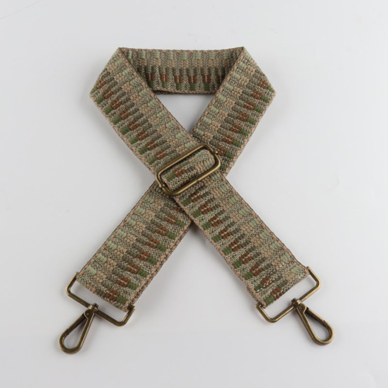 Colorful V-shaped Pattern Bronze Buckle Wide Shoulder Straps