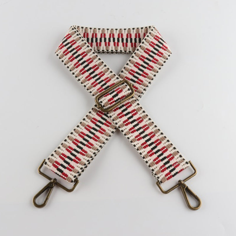 Colorful V-shaped Pattern Bronze Buckle Wide Shoulder Straps