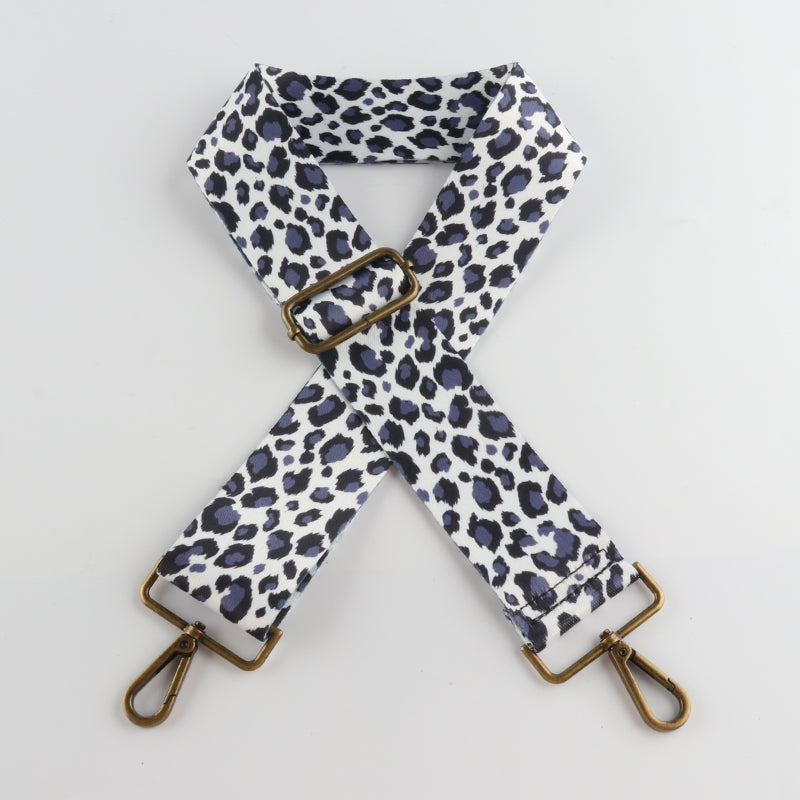 Snow Leopard Print Bronze Buckle Wide Shoulder Straps
