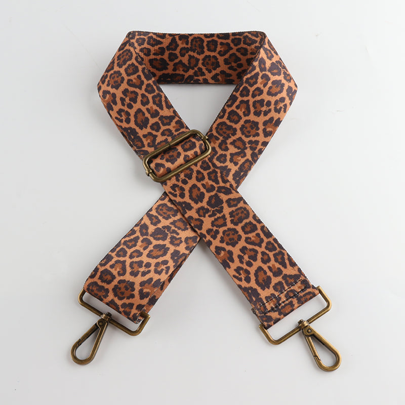 Snow Leopard Print Bronze Buckle Wide Shoulder Straps