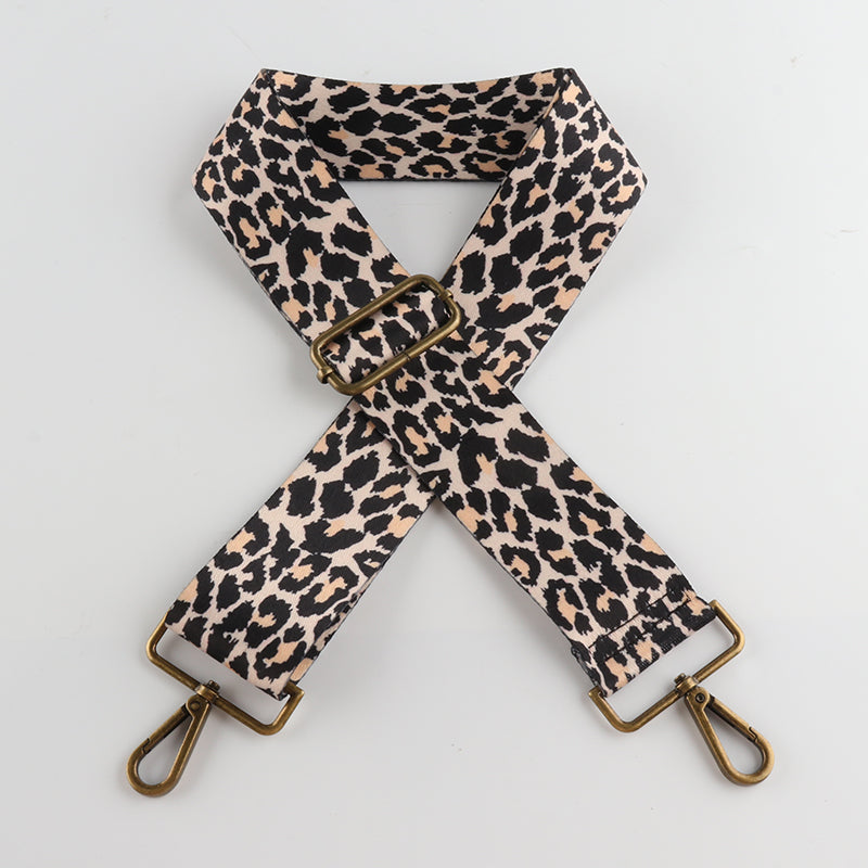 Snow Leopard Print Bronze Buckle Wide Shoulder Straps